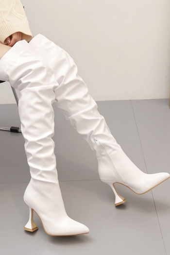 winter new 3 colors pointed wrinkled high-upper over-knee high quality stylish high-heel boots(heel height:10cm)