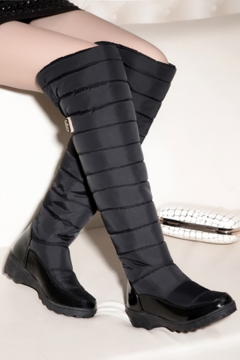 winter new two colors pu with velvet lining high-upper over-knee stylish snow boots(heel height:4.5cm)