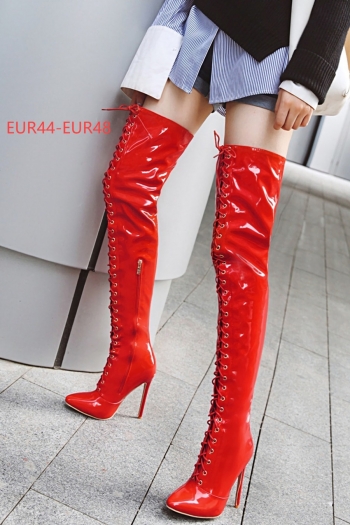 eur44-eur48 winter new 3 colors pointed lace-up over-knee stylish high quality high-heel boots(heel height:12cm,shaft height:60cm)
