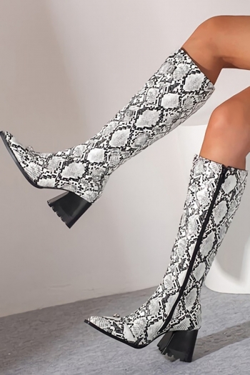 eur34-eur39 winter new snake printing rhinestone decor side zip-up stylish high-heel boots(heel height:7cm,shaft height:36cm)