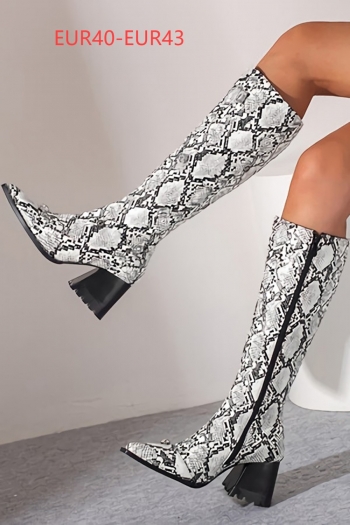 eur40-eur43 winter new snake printing rhinestone decor side zip-up stylish high-heel boots(heel height:7cm,shaft height:36cm)