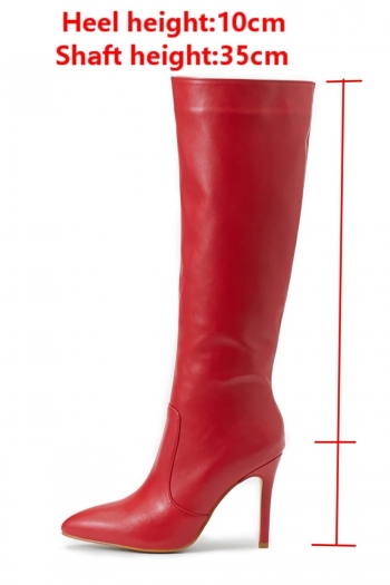 Winter new 3 colors pointed side zip-up mid-tube stylish high-heel boots(heel height:10cm,shaft height:35cm)