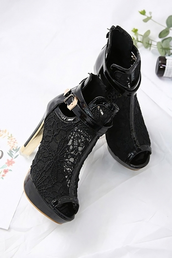 Summer new two colors lace metal-buckle adjustable peep toe stylish high-heel sandals(front heel height:3cm,back heel height:12cm)