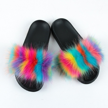 New peep toe fur-upper thick bottom fashion home slippers