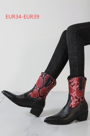 eur34-eur39 autumn & winter new 3 colors snake printing pointed stylish boots(heel height:4.5cm,shaft height:20cm)