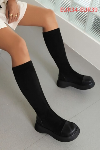 eur34-eur39 winter suede thick bottom high-upper stylish boots(front heel height:3cm, back heel height:5cm, shaft height:36cm)