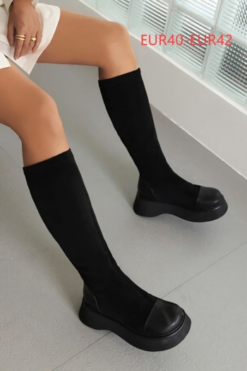 eur40-eur42 winter suede thick bottom high-upper stylish boots(front heel height:3cm, back heel height:5cm, shaft height:36cm)