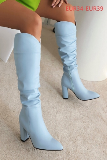 EUR34-EUR39 winter new 3 colors side zip-up pointed high-upper stylish high-heel boots(heel height:8.5cm,shaft height:38cm)