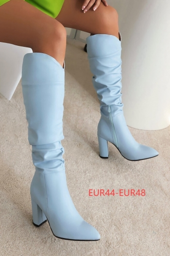 EUR44-EUR48 winter new 3 colors side zip-up pointed high-upper stylish high-heel boots(heel height:8.5cm,shaft height:38cm)