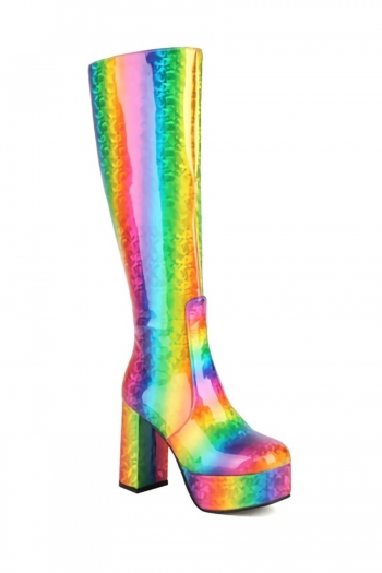 EUR35-EUR39 winter new colorful side zip-up stylish high-heel boots(front heel height:4cm, back heel height:10cm, shaft height:40cm)