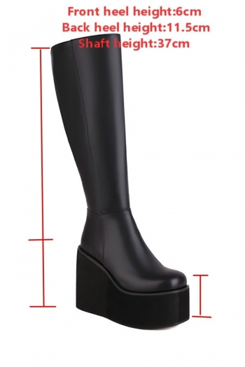 EUR40-EUR43 winter two colors thick bottom side zip-up fashion high-heel boots(front heel height:6cm, back heel height:11.5cm, shaft height:37cm)
