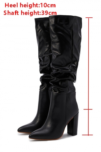 Winter new two colors pointed shirring stylish high-heel boots(heel height:10cm, shaft height:39cm)
