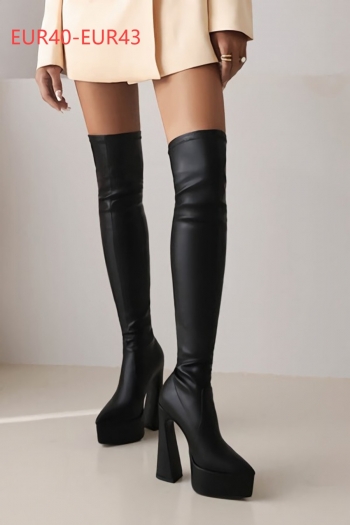 Eur40-eur43 winter new solid color high-upper over knee stylish high-heel boots(front heel height:4cm, back heel height:14cm, shaft height:50cm)