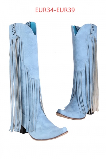 eur34-eur39 winter new 4 colors tassel fashion cowboy high-heel boots(heel height:4cm, shaft height:38.5cm)