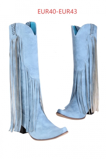 eur40-eur43 winter new 4 colors tassel fashion cowboy high-heel boots(heel height:4cm, shaft height:38.5cm)