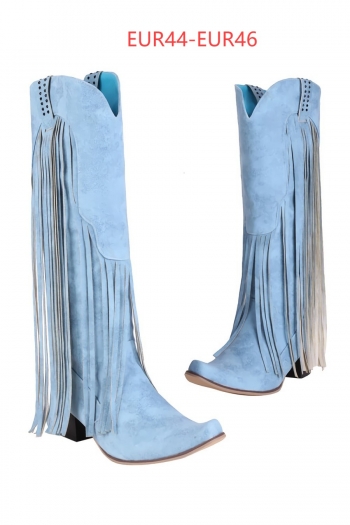 eur44-eur46 winter new 4 colors tassel fashion cowboy high-heel boots(heel height:4cm, shaft height:38.5cm)