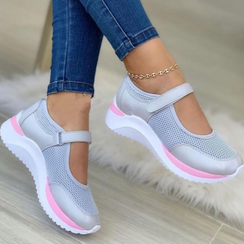 spring & summer new 4 colors thick bottom breathable velcro casual sneakers(heel height:4cm)
