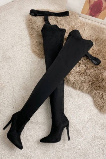 winter new pointed suede side zip-up leg ring design over knee sexy high-upper high-heel boots(heel height:8cm, shaft height:78cm)