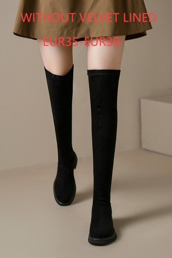 eur35-eur39 winter new solid color over knee suede stylish boots(without velvet lined, heel height:4.5cm, shaft height:55cm)