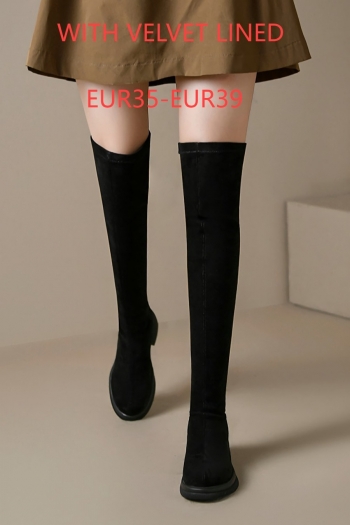eur35-eur39 winter new solid color over knee suede stylish boots(with velvet lined, heel height:4.5cm, shaft height:55cm)