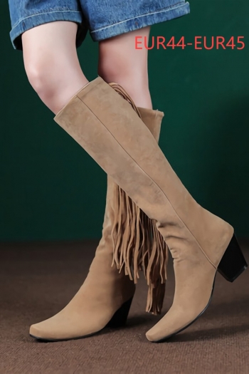 eur44-eur45 winter new 3 colors tassel high-upper high-heel stylish boots(heel height:7cm, shaft height:40cm)