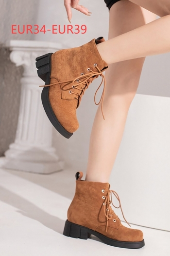 eur34-eur39 new two colors front lace-up stylish mid-heel boots
