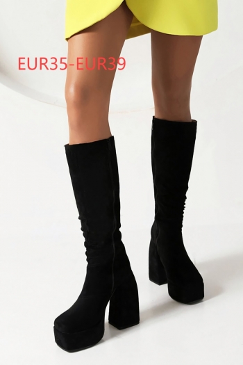 eur35-eur39 new side zip-up suede high-upper high-heel stylish boots