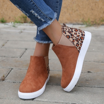 new two colors leopard printing contrast color suede stylish boots