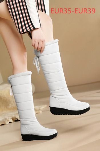 eur35-eur39 new two colors lace-up fleece thickened stylish warm snow boots