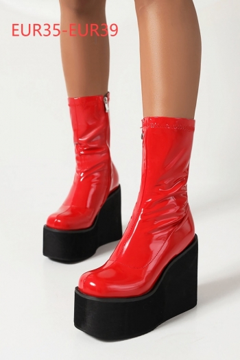 eur35-eur39 three colors side zip-up high -heel stylish boots