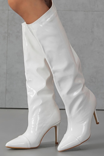 three colors pointed patent leather stylish high-upper high-heel boots