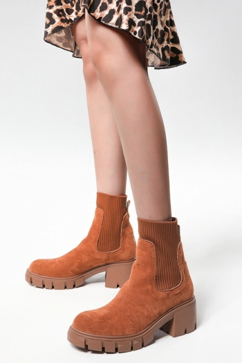 four colors thick bottom suede stylish all-match boots