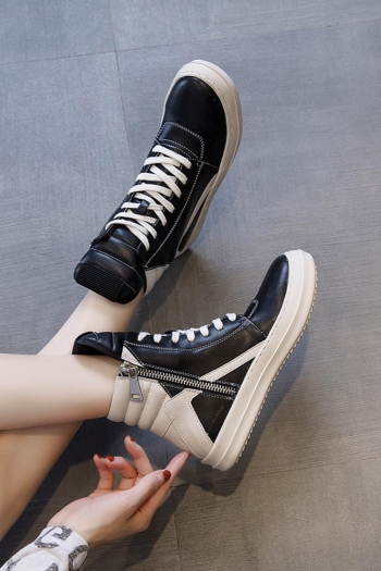 eur35-eur39 contrast stitching lace-up thick bottom stylish trend sneakers