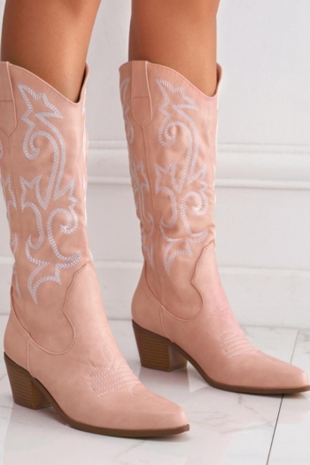 new 4 colors embroidered western cowboy stylish high-heel boots