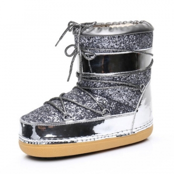 new 2 colors sequin with woolen lined stylish non-slip warm snow boots