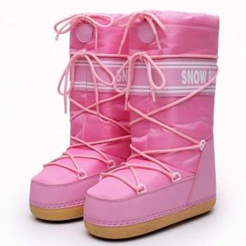 new lace-up letter fixed printing thickened stylish warm mid-tube snow boots