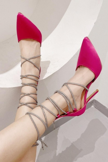 stylish sexy 5 colors pointed rhinestone strappy zip-up high-heel sandals