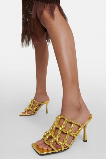 sexy 5 colors square toe woven cross high-heel sandals(heel height:9cm)
