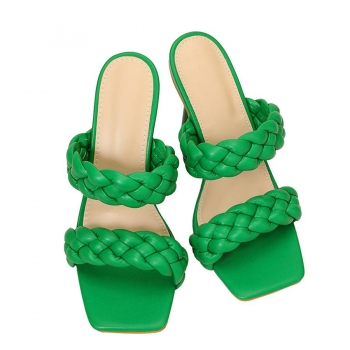 stylish woven square toe all-match high-heel sandals(heel height:10.5cm)