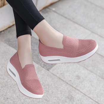casual 6-colors solid color breathable thick-soled air cushion slip-on sneakers
