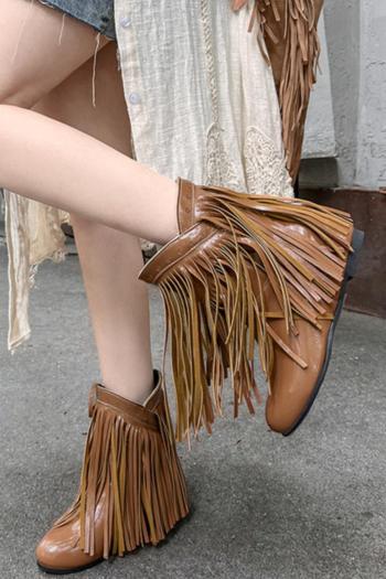 exquisite 5 colors pu leather tassel midi-heel boots