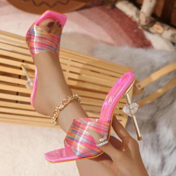 exquisite square toe high-heel sandals