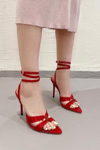 exquisite 4 colors pointed toe hollow strappy high-heel sandals