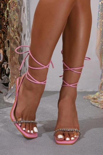 exquisite rhinestone decor peep toe transparent high-heel sandals
