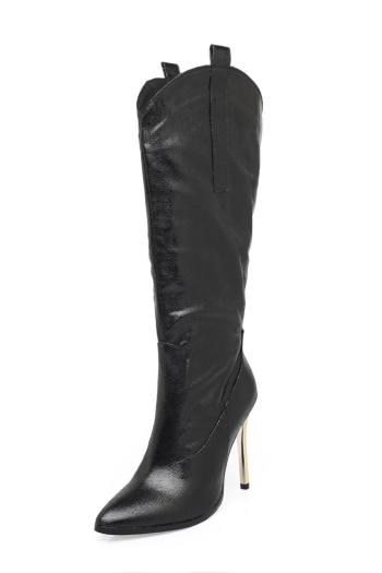 Exquisite 3 colors gloss pu leather pointed toe zip-up side boots