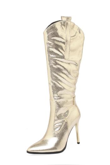 Exquisite 3 colors gloss pu leather pointed toe zip-up side boots