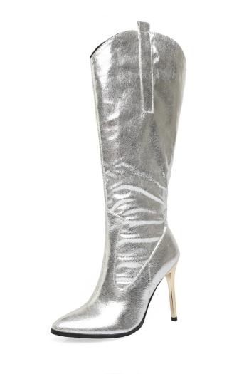 Exquisite 3 colors gloss pu leather pointed toe zip-up side boots