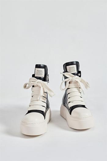 casual pu leather strappy zip-up side thick bottom all-match sneakers