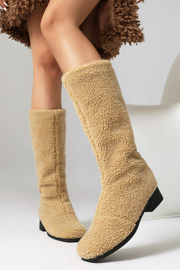chic 3 colors teddy velvet upper low-heel warm boots