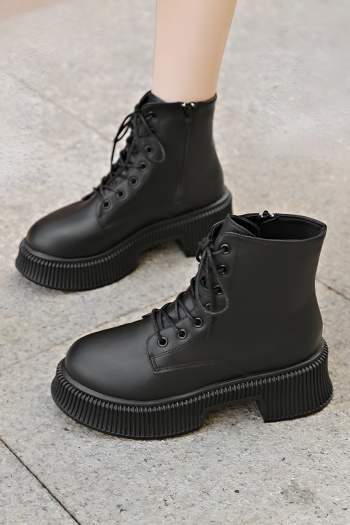chic two colors pu leather thick bottoms strappy martin boots
